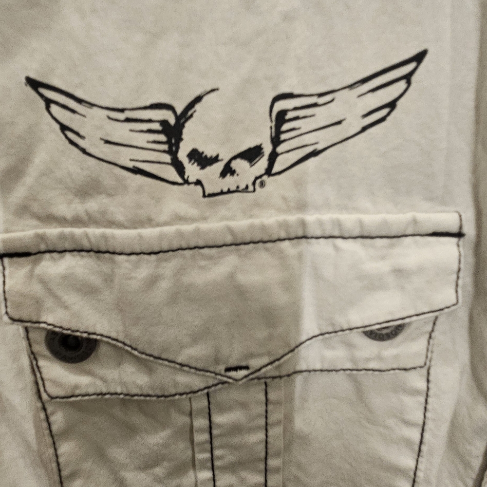 Harley-Davidson Cream Jacket with Metal Accents - Picture 2 of 3
